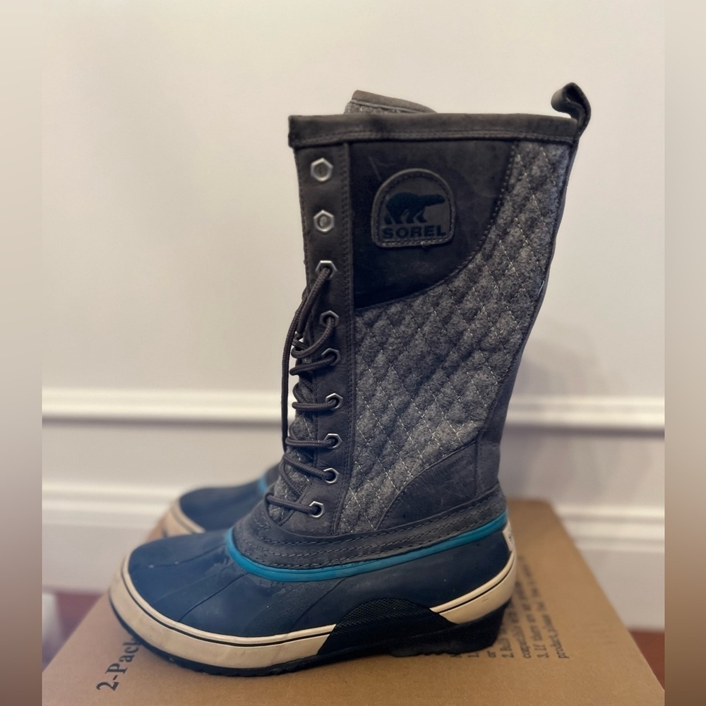 Sorel Womens NL1619 Sorelli Waterproof Rain Leather Gray Lace Up Boots